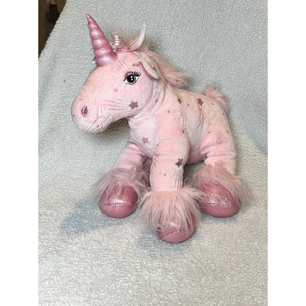 Vintage Build a Bear Kawaii Pink Sparkly Unicorn Plush Shooting Stars (RARE)
